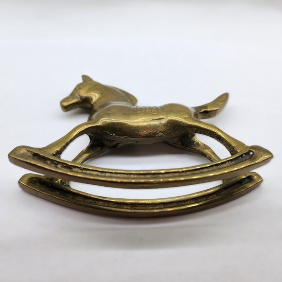 Vintage Solid Brass Rocking Horse Figurine - Picture 4 of 5